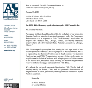 Fifth Third Bancorp application to acquire MB Financial, Inc.