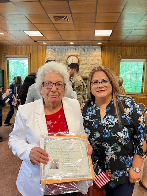 ABLE client Clementina Gonzalez Ponce with ABLE Language Coordinator Estela Melendez